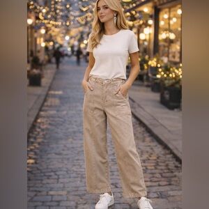 Ash Mocha Straight Leg Utility Pocket Jeans